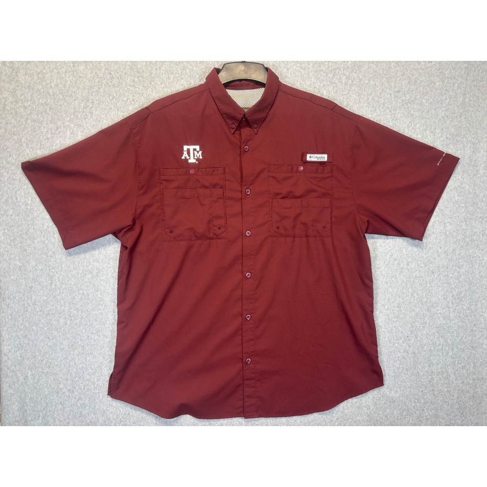 Columbia PFG Texas A&M Aggies Tamiami II Shirt Mens XL Maroon Fishing XM7417